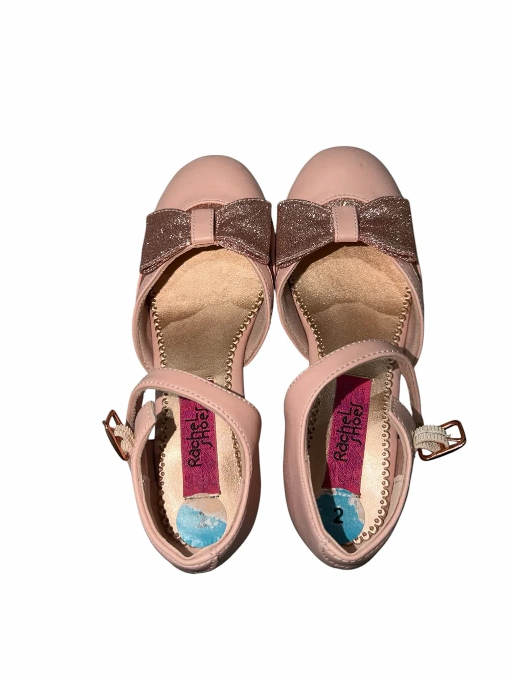 Rachel Shoes Pink Glitter Bow Mary Jane Heels
